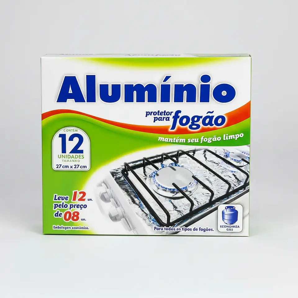 Pack 12 Unidades Papel Aluminio Protector De Cocina 27x27cm 2