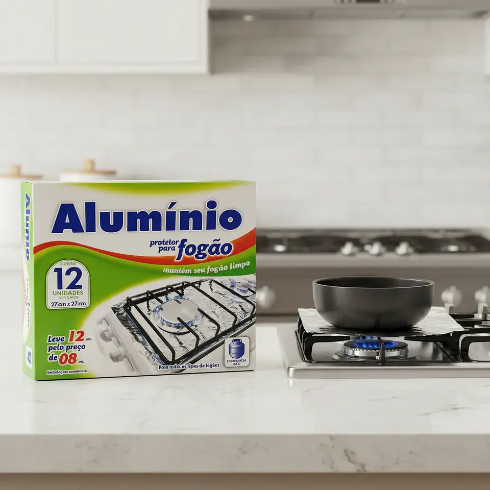 Pack 12 Unidades Papel Aluminio Protector De Cocina 27x27cm 5
