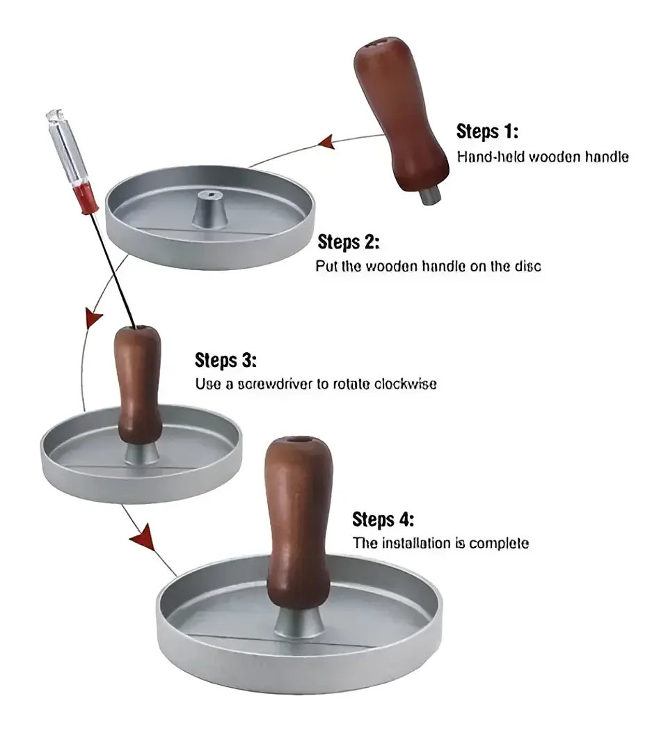 Prensa Para Hamburguesas Con Molde Antiadherente 12cm Tamaño 4