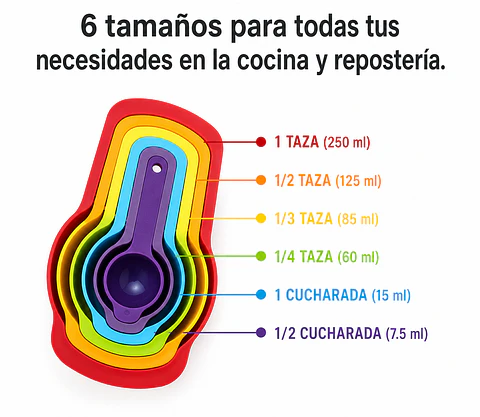 Set De 6 Cucharas Medidoras Para Reposteria Y Cocina