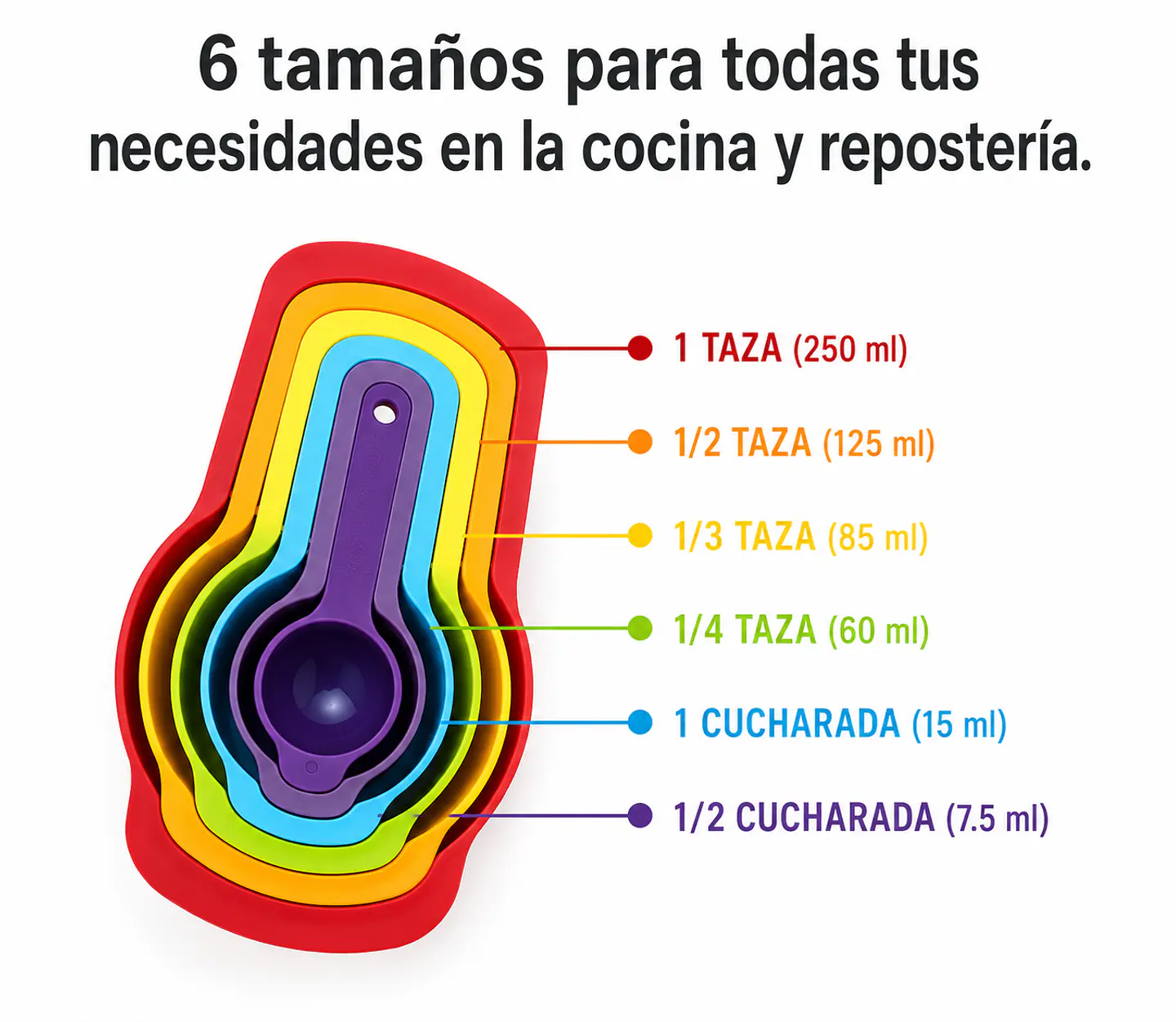 Set De 6 Cucharas Medidoras Para Reposteria Y Cocina 2
