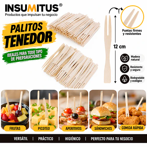 Pinchos para Coctel de Madera 12cm (100 Unidades)