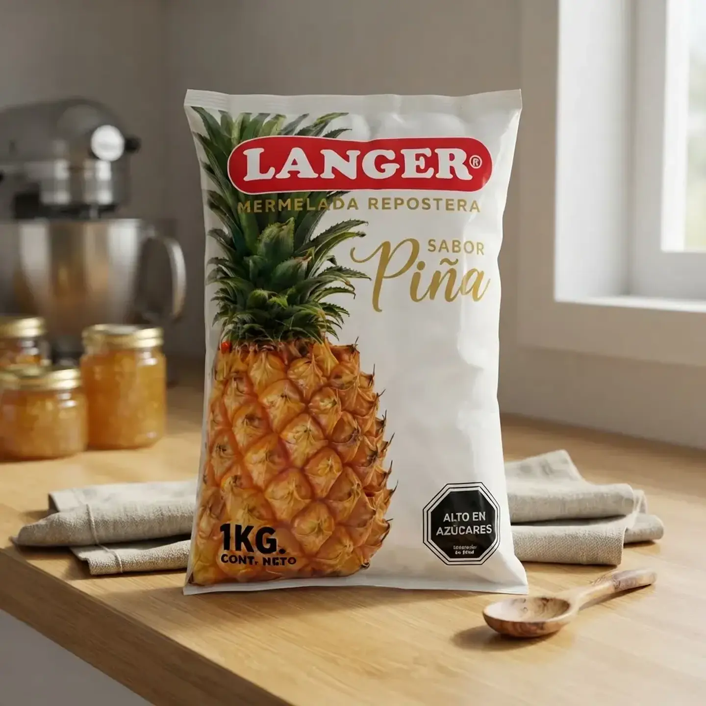 Mermelada Repostera Langer Sabor Piña Bolsa 1kg 4