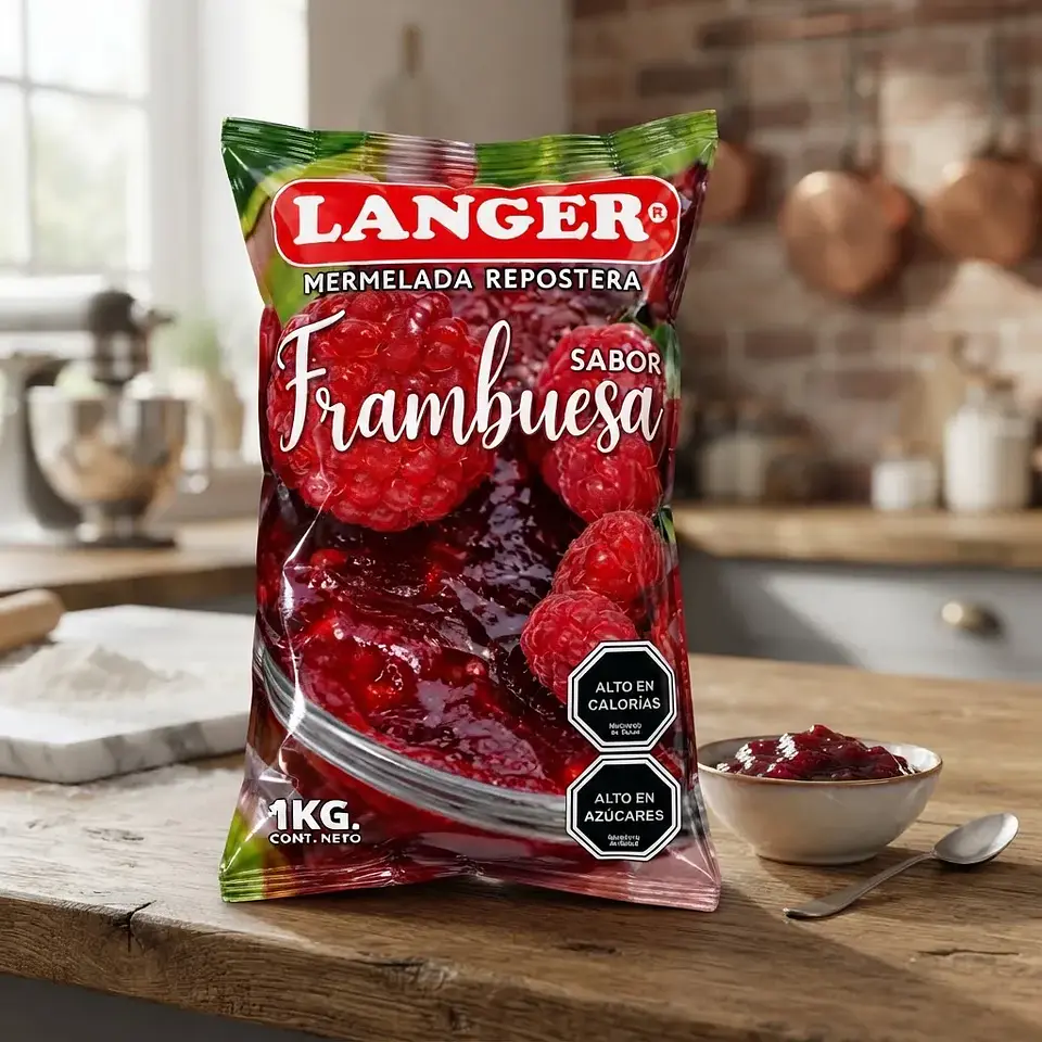 Mermelada Repostera Langer Sabor Frambuesa Bolsa 1kg 2