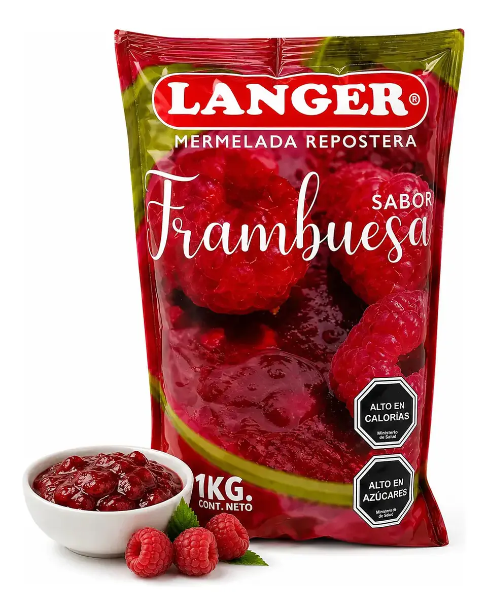 Mermelada Repostera Langer Sabor Frambuesa Bolsa 1kg 4