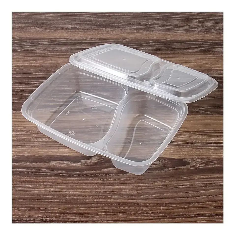 Contenedor Plastico Microondeable para Colaciones Con 2 Divisiones - 50 unidades 7