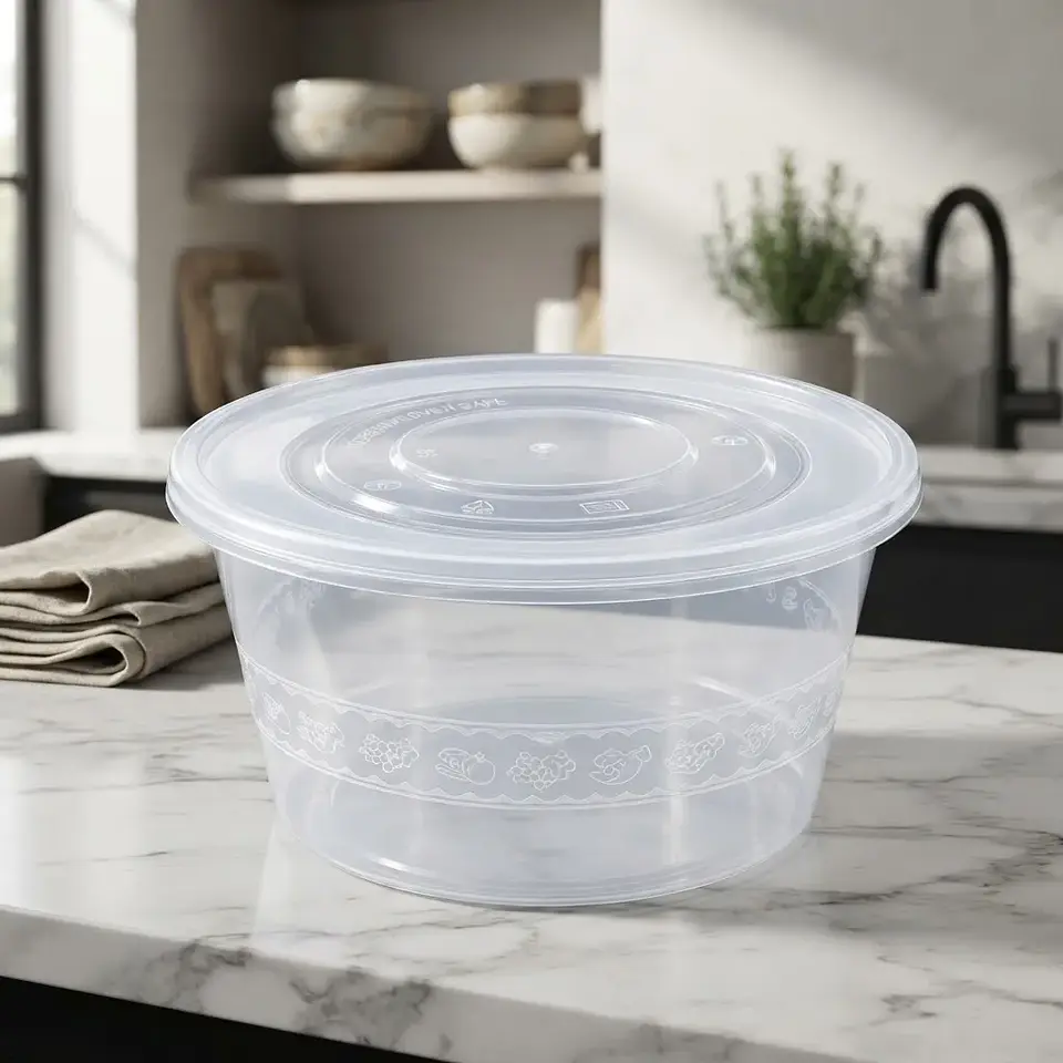 Contenedor Plastico Microondeable Redondo 1250ml - 50 Unidades 6