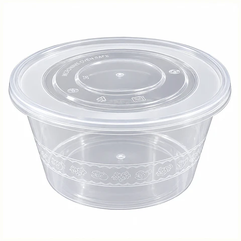 Contenedor Plastico Microondeable Redondo 1250ml - 50 Unidades