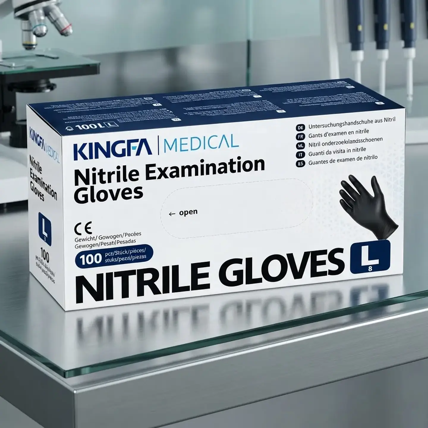 Guante de Nitrilo Negro 3.5g Kingfa Talla L (100 unidades) 4