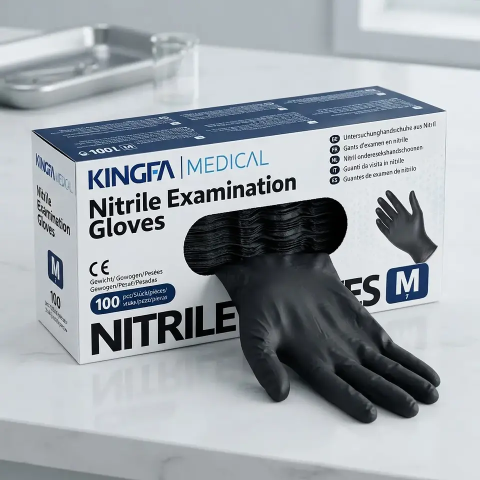 Guante de Nitrilo Negro 3.5g Kingfa Talla M (100 unidades) 4