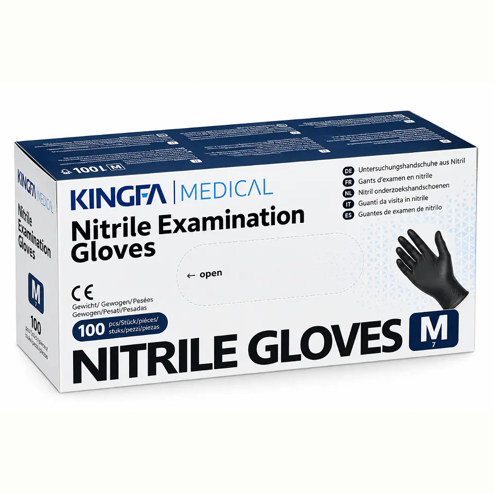 Guante de Nitrilo Negro 3.5g Kingfa Talla M (100 unidades) 1