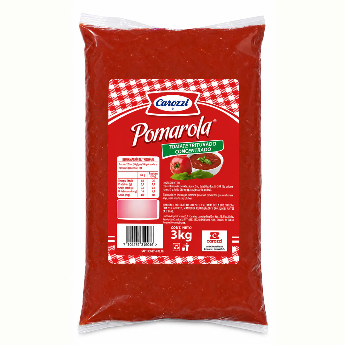 Tomate Tritutaro Concentrado Pomarola Carozzi Bolsa 3kg 1