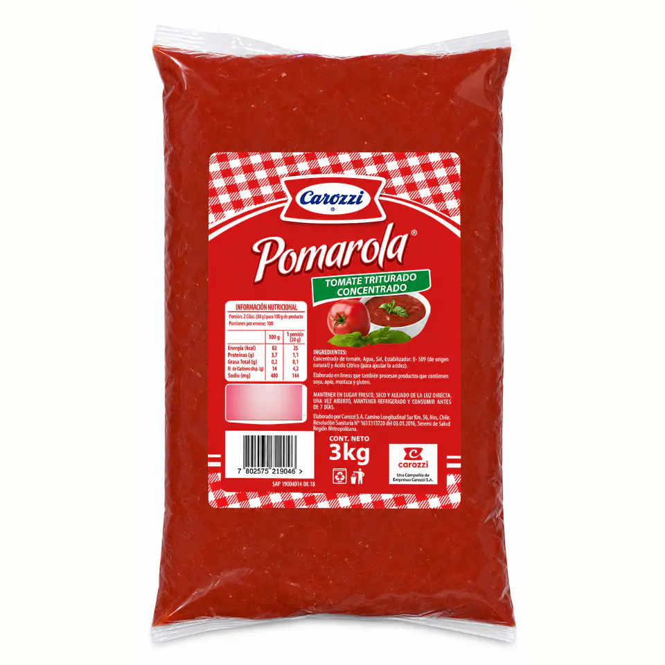 Tomate Tritutaro Concentrado Pomarola Carozzi Bolsa 3kg 1