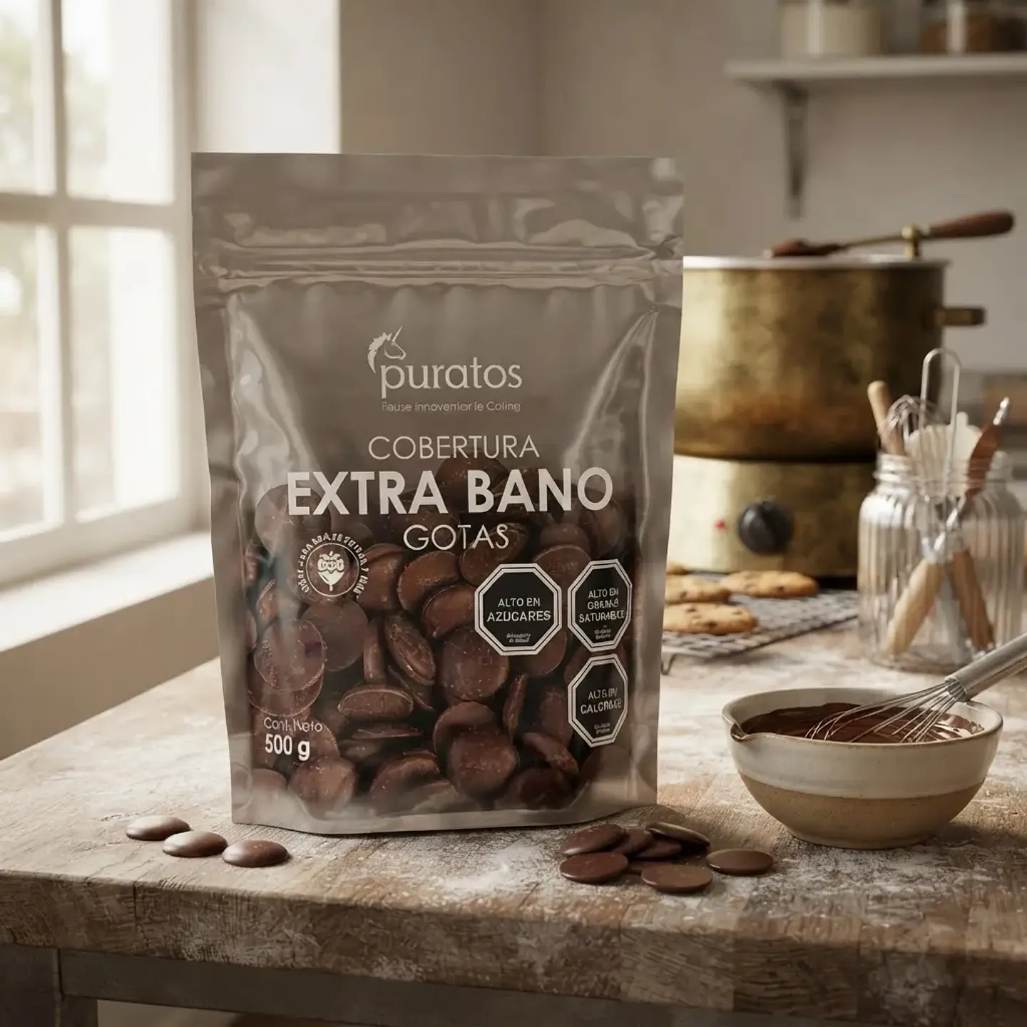 Cobertura Chocolate Extra Baño Puratos En Gotas Bolsa 500gr 4