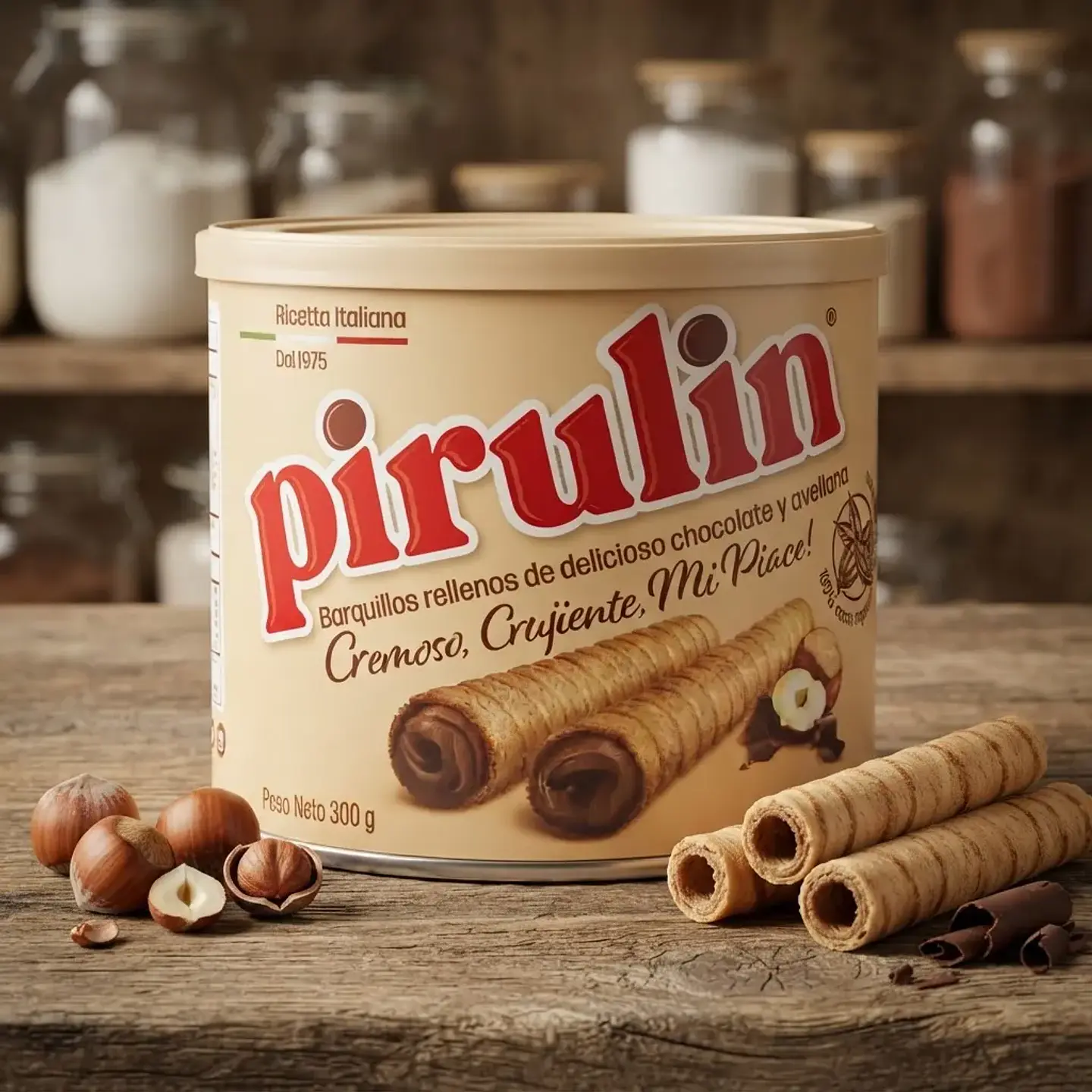 Pirulin Barquillos Rellenos ¡Receta Italiana! Lata 300gr  4