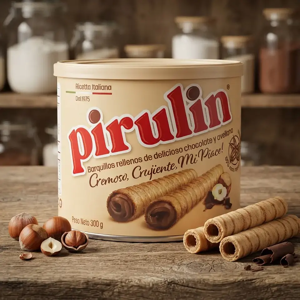 Pirulin Barquillos Rellenos ¡Receta Italiana! Lata 300gr  4