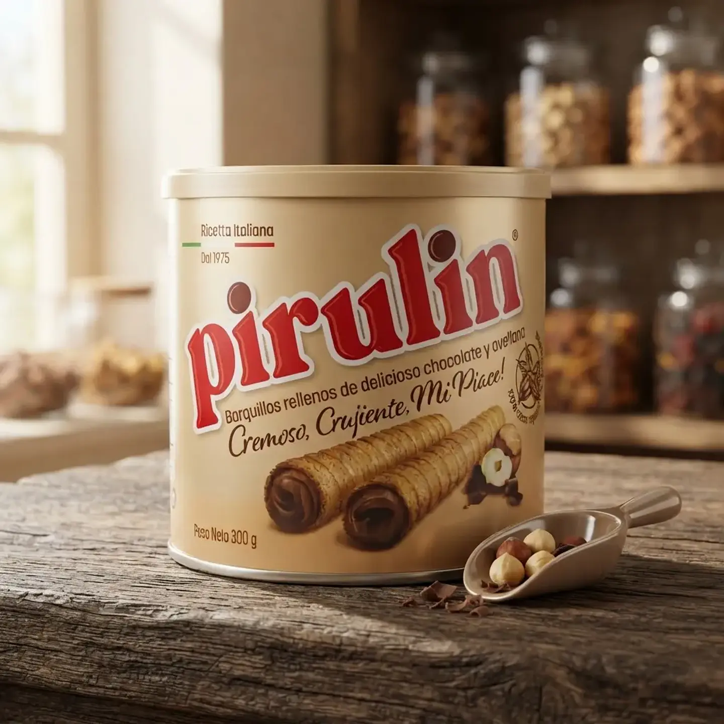 Pirulin Barquillos Rellenos ¡Receta Italiana! Lata 300gr  5