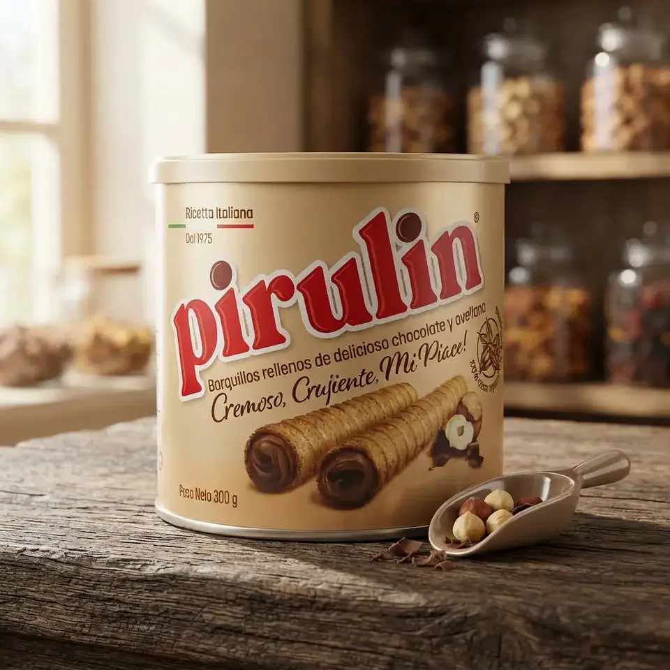 Pirulin Barquillos Rellenos ¡Receta Italiana! Lata 300gr  5