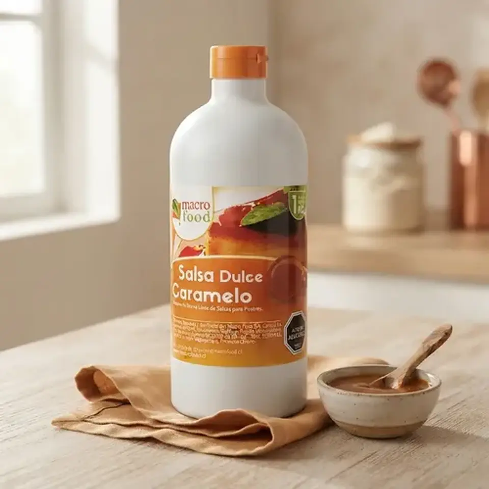 Salsa Dulce Sabor Caramelo Macrofood Botella 1kg 4