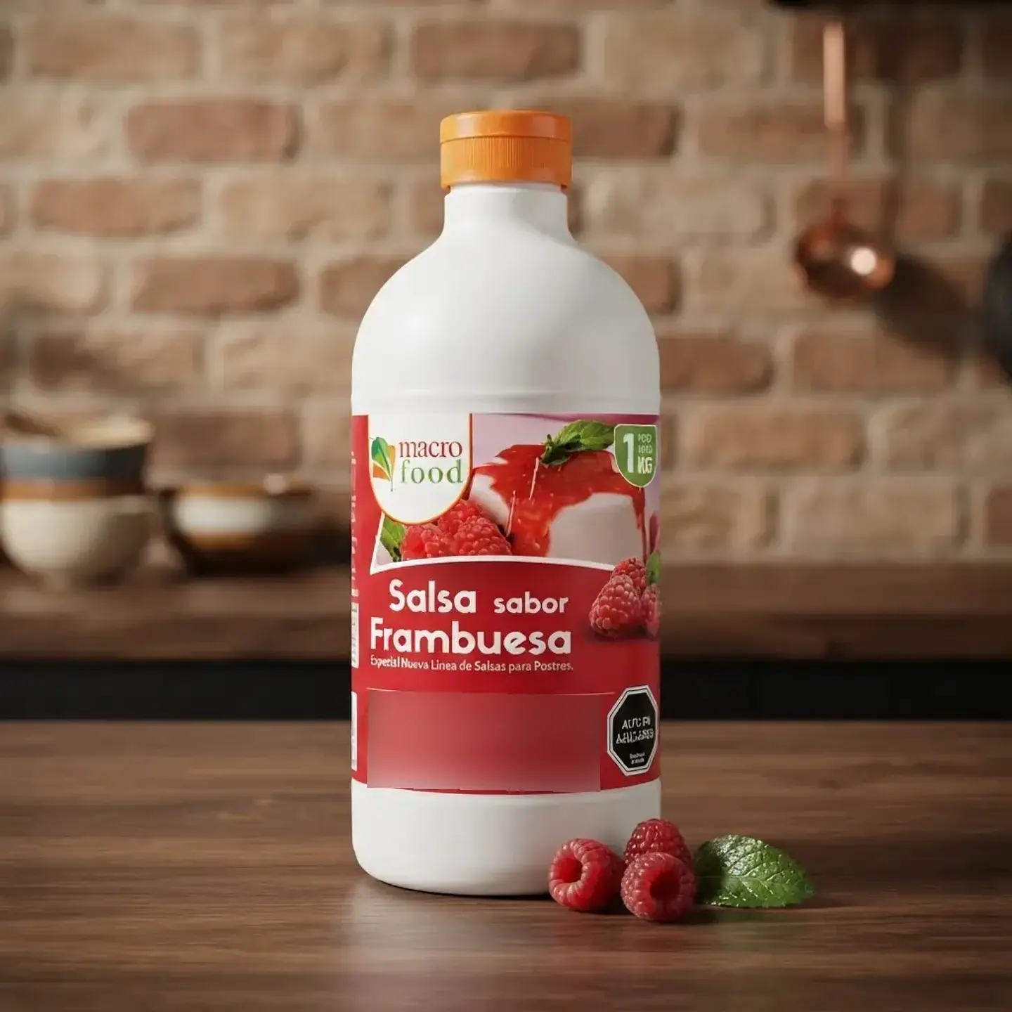 Salsa De Frambuesa Macrofood Botella 1kg 4