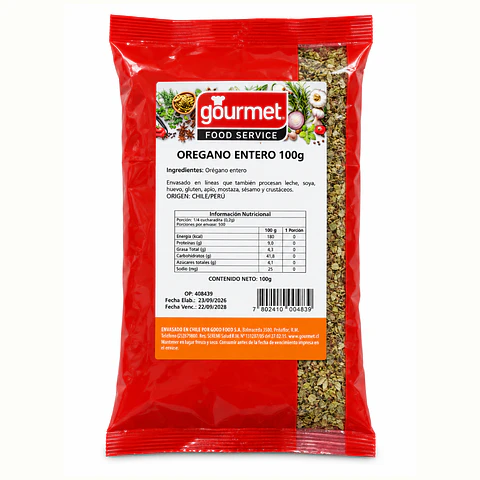 Orégano Entero Gourmer Formato De 100gr