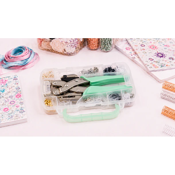 Set Ojetilladora Manual con Ojetillos para Encuadernación y Manualidades 1