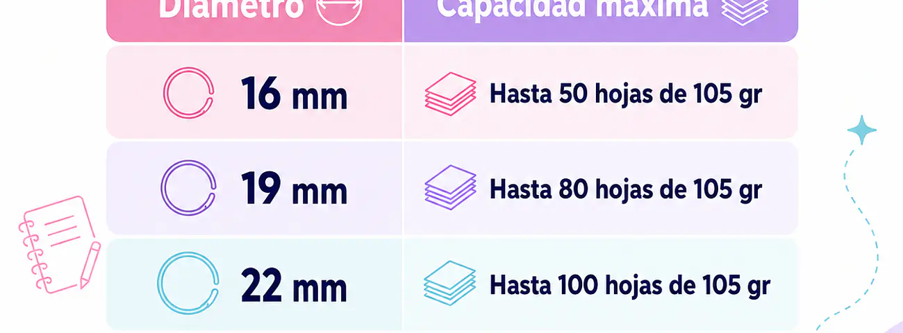 Tabla de Medidas y Capacidades de Anillos Metálicos