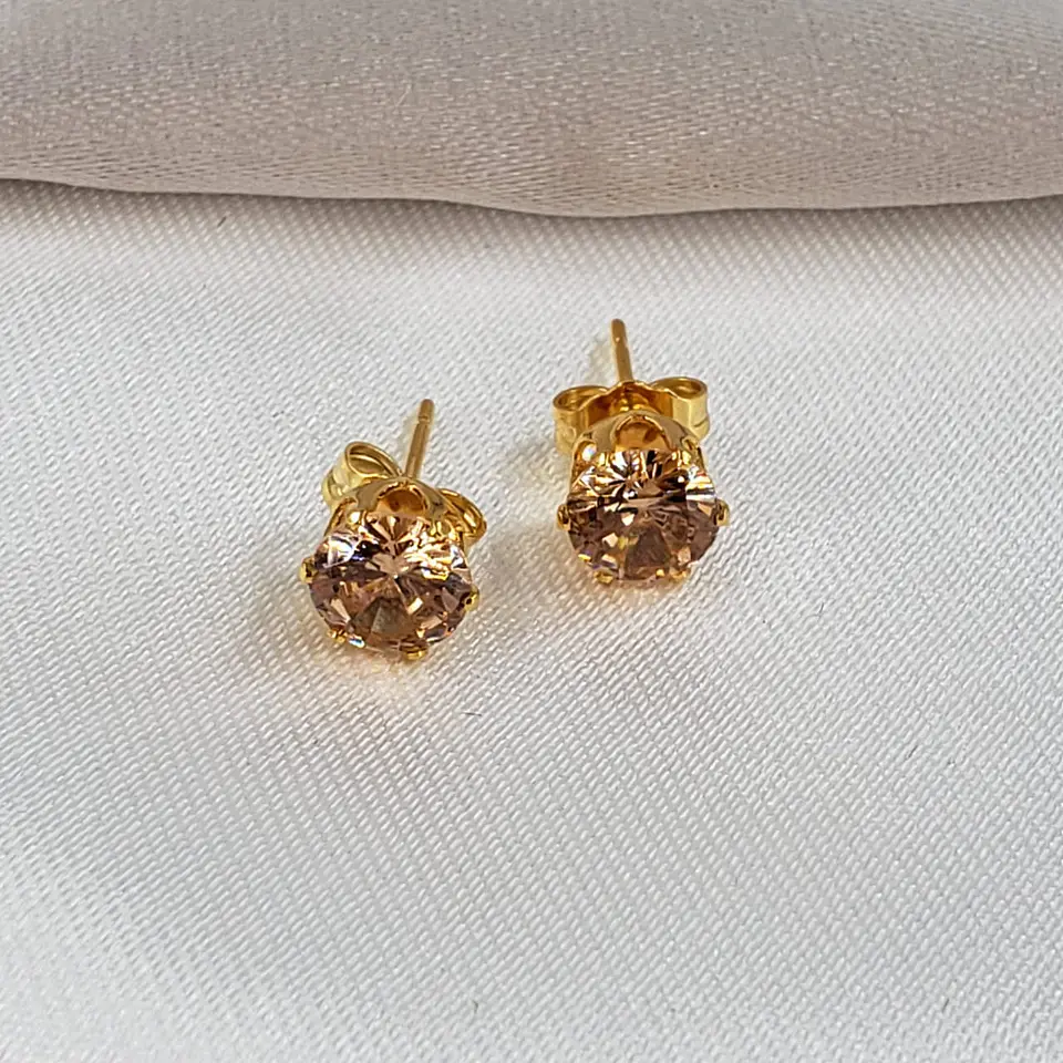 TOPO ZIRCÓN REDONDO  BAÑO DE ORO  3