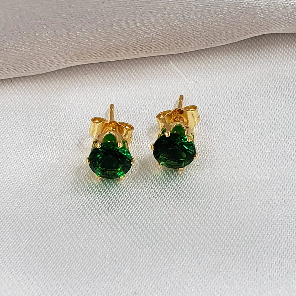 TOPO ZIRCÓN REDONDO  BAÑO DE ORO  6