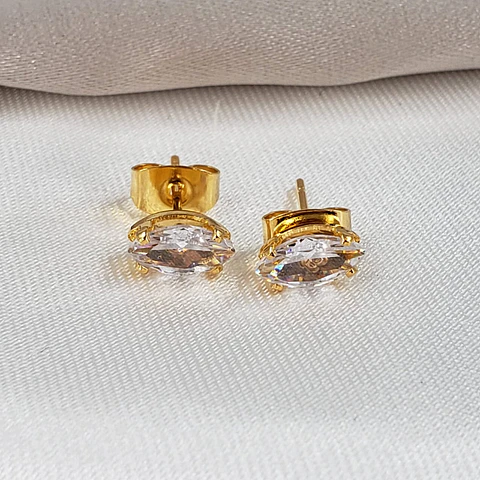 TOPO OVALADO CON ZIRCÓN BAÑO DE ORO 