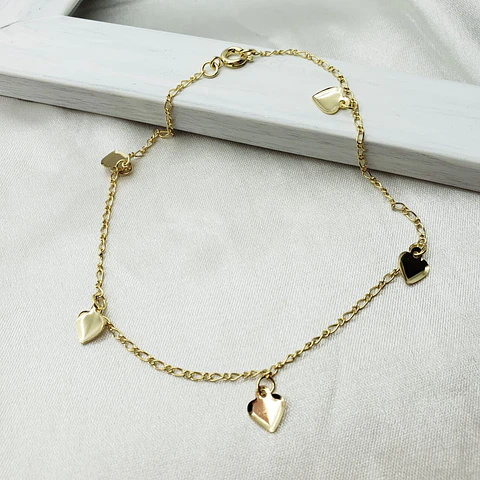 TOBILLERA CORAZONES LISOS TBE12