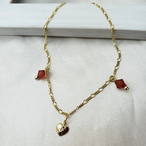TOBILLERA CORAZÓN CON CRISTAL TBE13