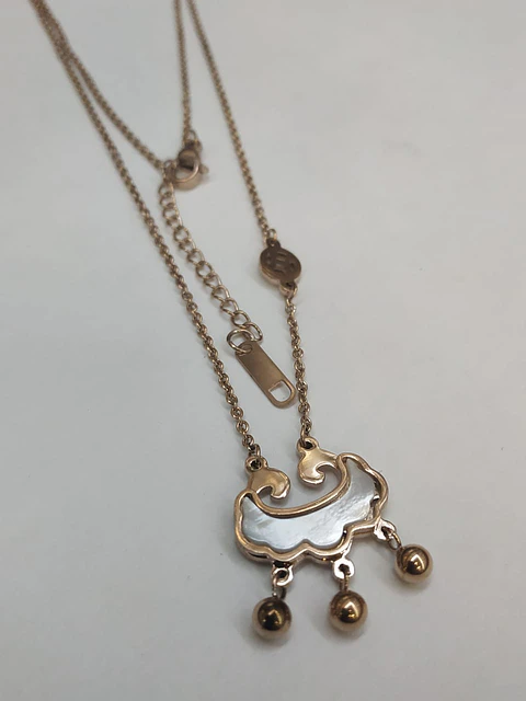 COLLAR ACERO ORO ROSA T129