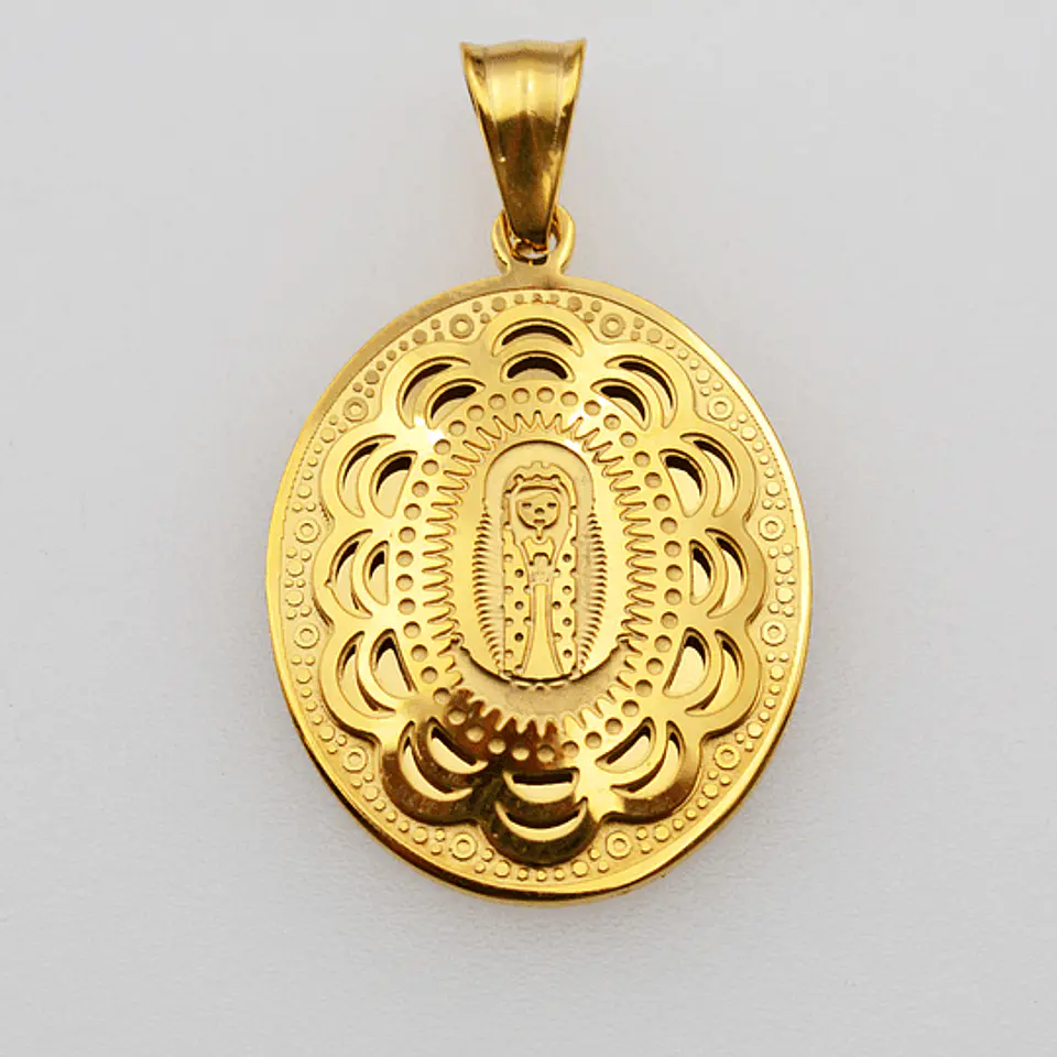 MEDALLA VIRGEN ACERO DORADO 5