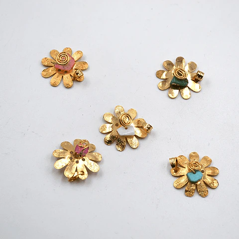  FLOR PIEDRA PICADA BAÑO DE ORO T1849-11