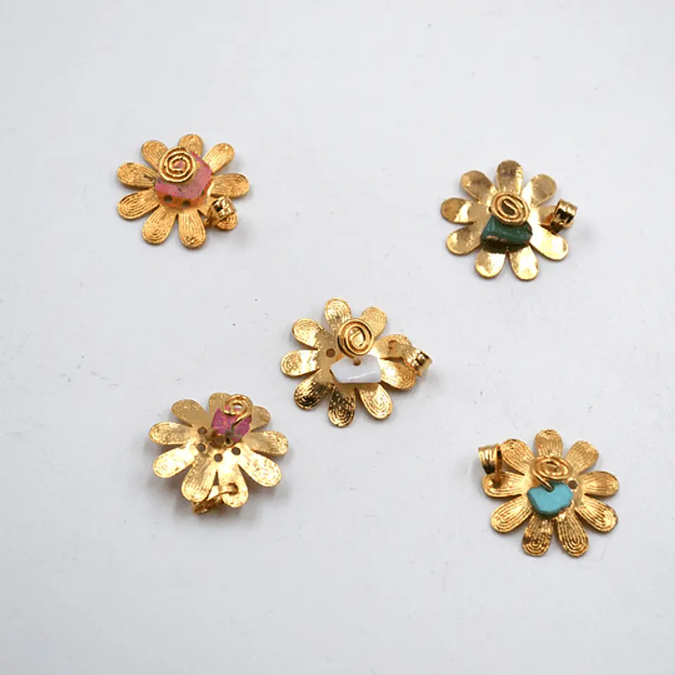  FLOR PIEDRA PICADA BAÑO DE ORO T1849-11 1