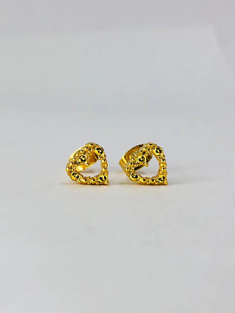 TOPO CORAZÓN GRABADO BAÑO DE ORO TZD0039