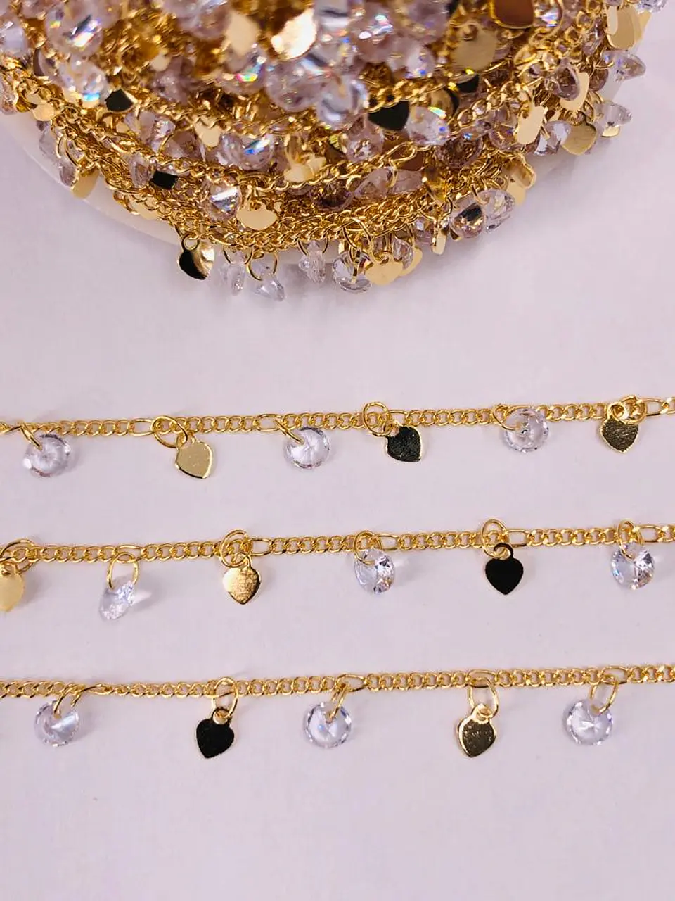 CADENA CORAZÓN CRISTAL BAÑO DE ORO MK-224-MT    1