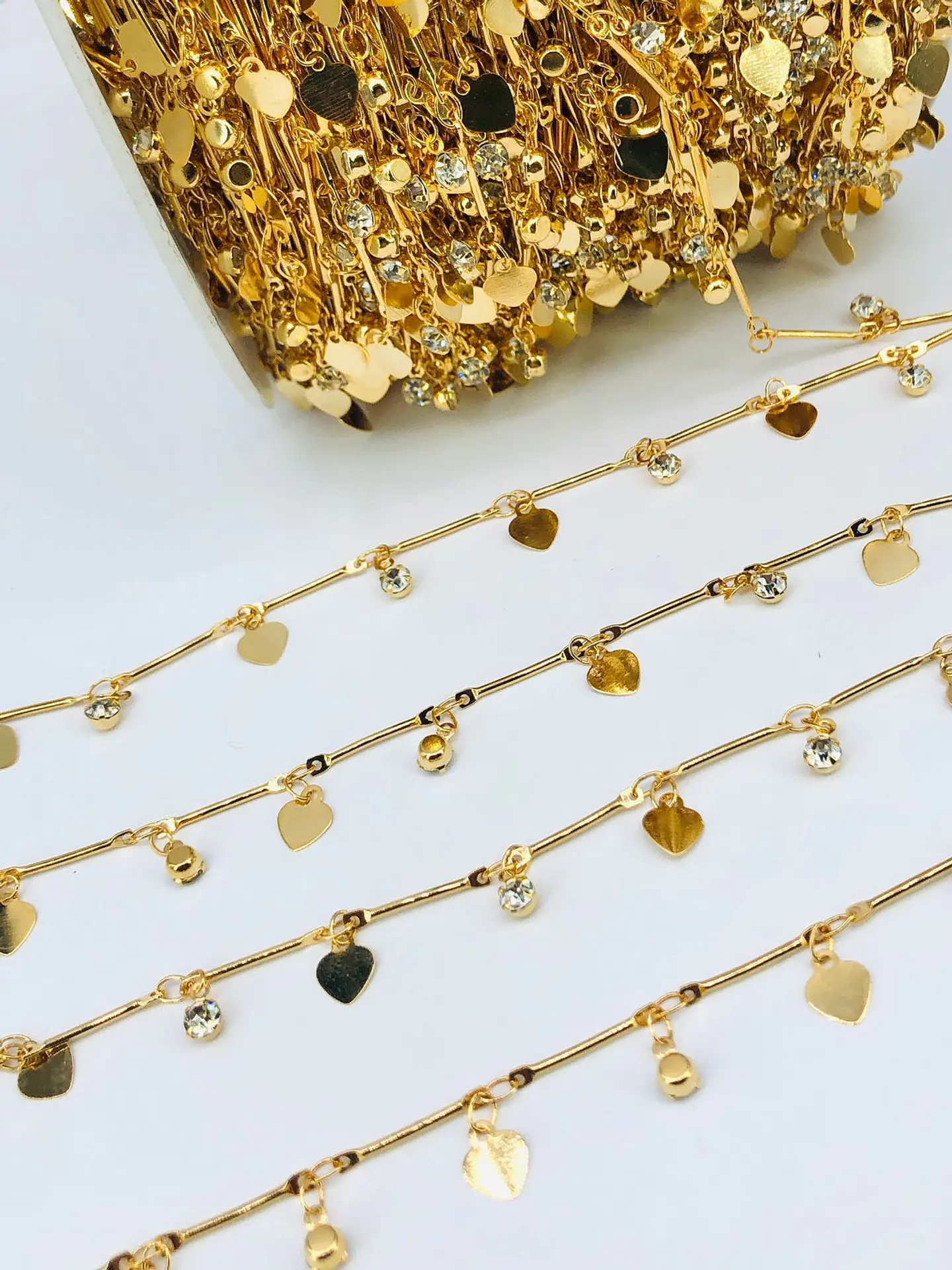 CADENA CORAZÓN CON ZIRCÓN BAÑO DE ORO MK-239-MT 1