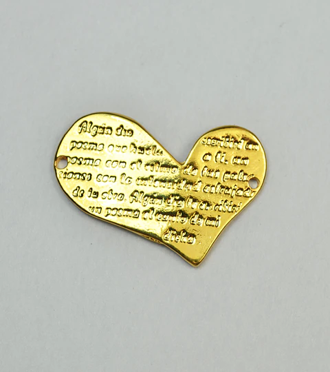 CORAZON CON MENSAJE BAÑO EN ORO T3909 
