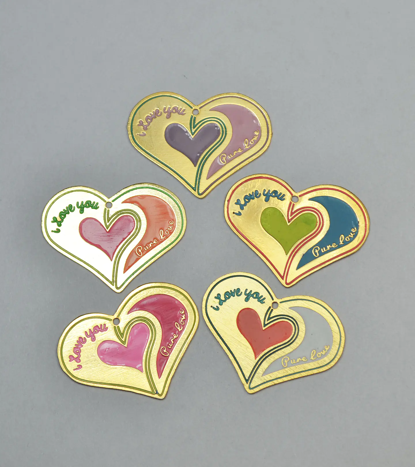 CORAZÓN CON FRASE BAÑO DE ORO T667 1