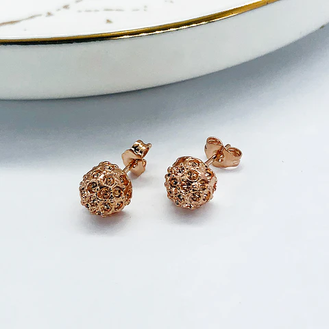TOPO ✦ BOLA CORRUGADA 8MM BAÑO DE ORO ROSA
