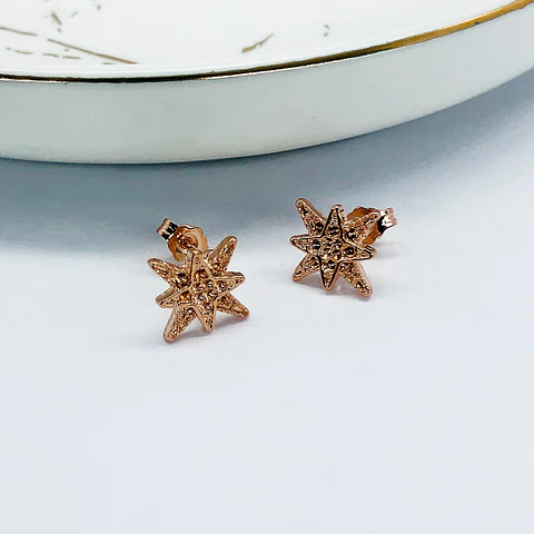 TOPO ✦ ESTRELLA PUNTAS BAÑO DE ORO ROSA