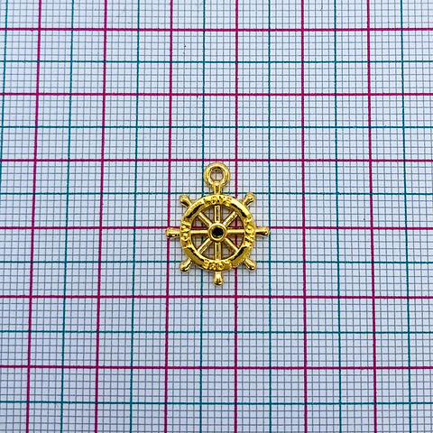 DIJE ✦ TIMÓN MEDIANO BAÑO DE ORO 15*17 MM