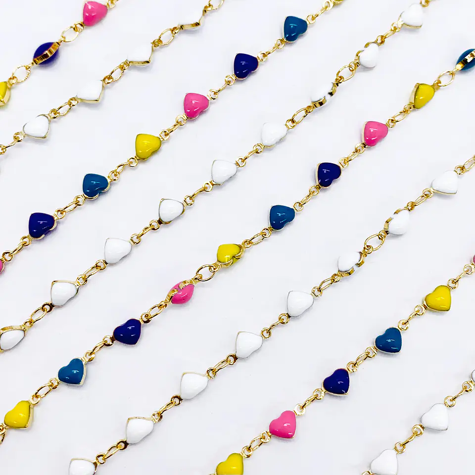 CADENA CORAZÓN BAÑO DE ORO MK-198-MT (ESCOGE TU COLOR FAVORITO? 1