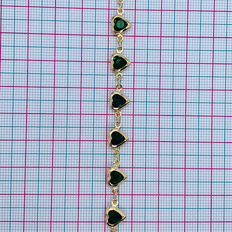 CADENA ✦ CORAZÓNES DE CRISTAL Y BAÑO DE ORO