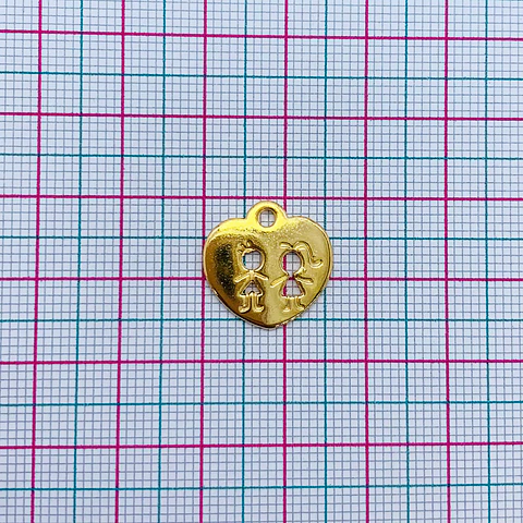 CORAZÓN PAREJA BAÑO DE ORO W-7108-GOLD