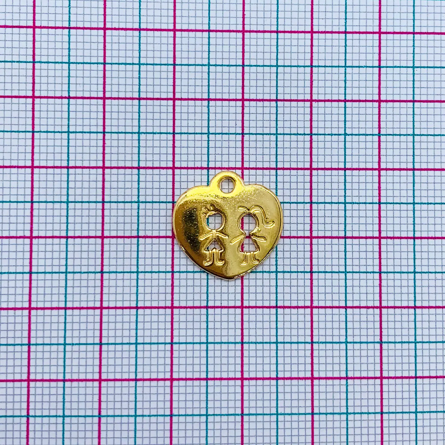 CORAZÓN PAREJA BAÑO DE ORO W-7108-GOLD 2