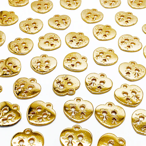 CORAZÓN PAREJA BAÑO DE ORO W-7108-GOLD