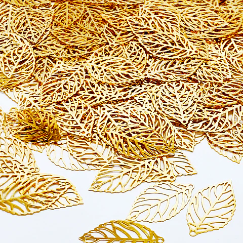 HOJA MINI DIJE BAÑO DE ORO T5263                            